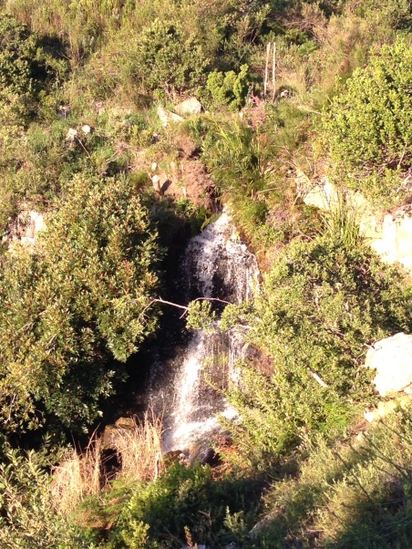 The waterfall on a spring evening